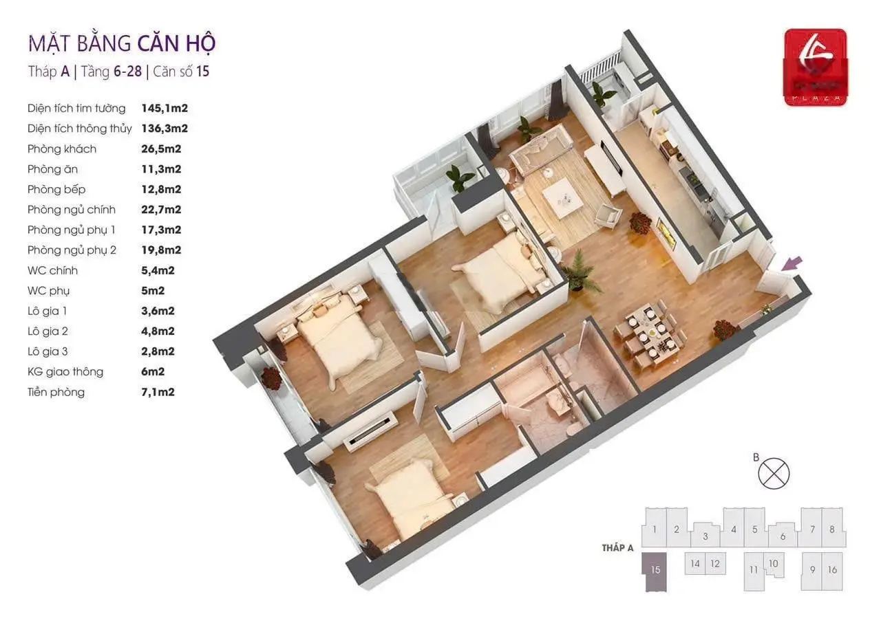 Chủ nhà cần tiền bán gấp căn góc 136m2 có slot ô tô tại dự án Hồ Gươm 102 Trần Phú Hà Đông