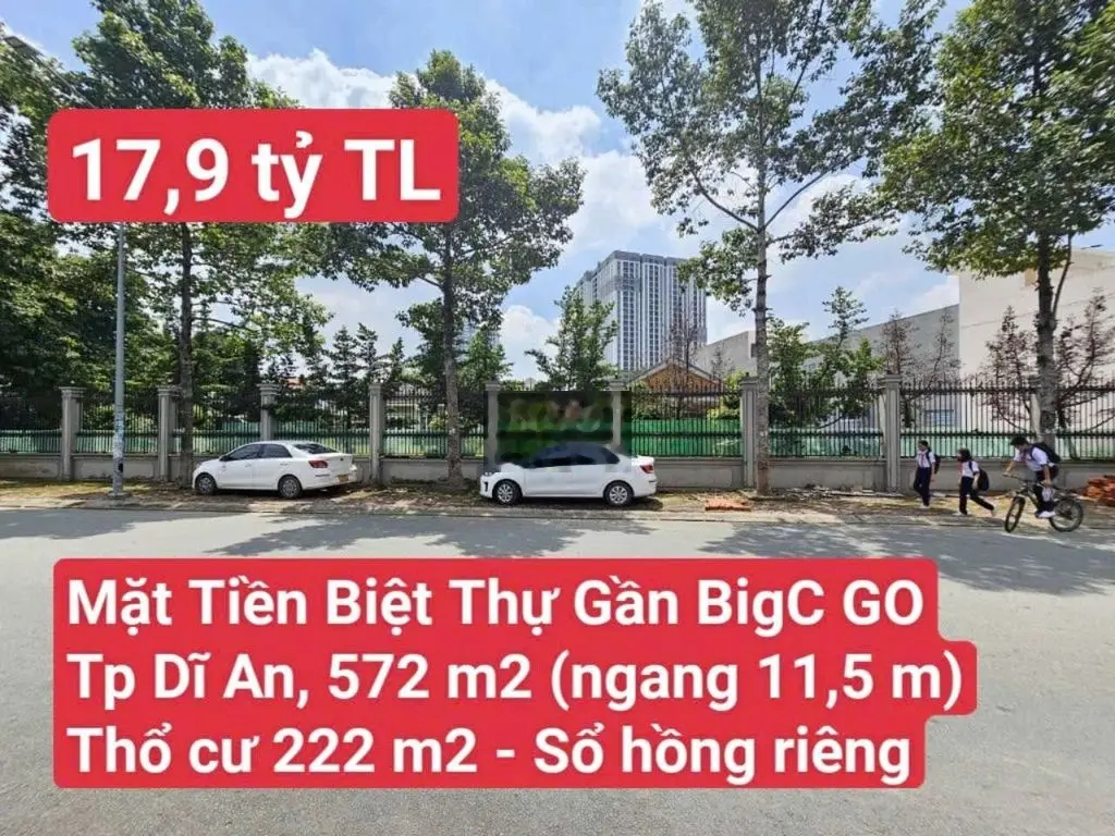 Mặt Tiền Biệt Thự Gần BigC GO, Kế Ngã 3 Cây Lơn, P. Đông Hòa, Dĩ An