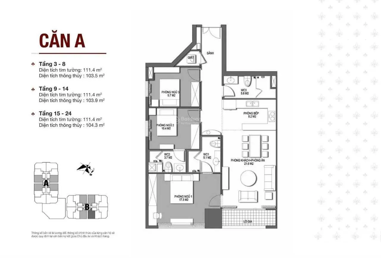 Full bảng hàng chính chủ + chủ đầu tư tháng 9 diện tích 111m2, 3 ngủ tòa D'. Le Roi Solei