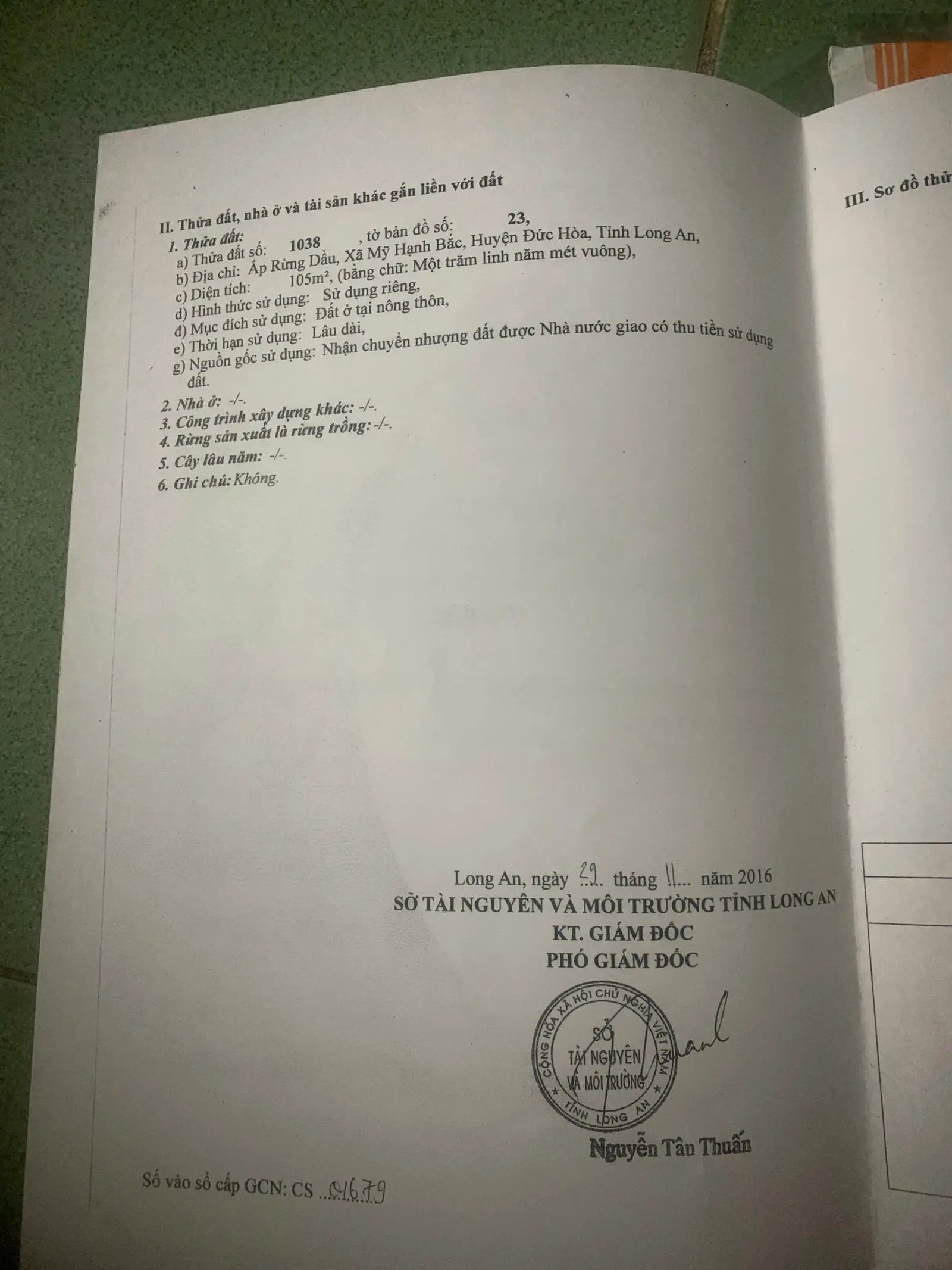 Chính chủ cần bán gấp lô đất mt đường bê tông giá rẻ ngay xã mỹ hạnh bắc, đức hòa, long an