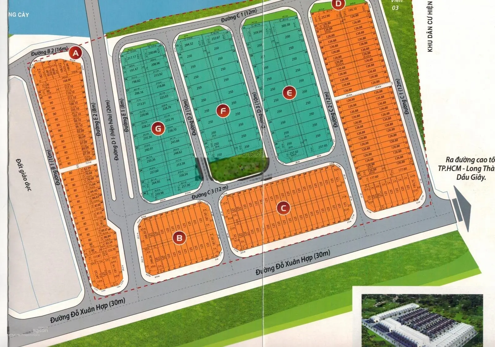 Bán đất chính chủ dự án Hoàng Anh Minh Tuấn 8x25m mặt đường Đỗ xuân hợp (căn góc)