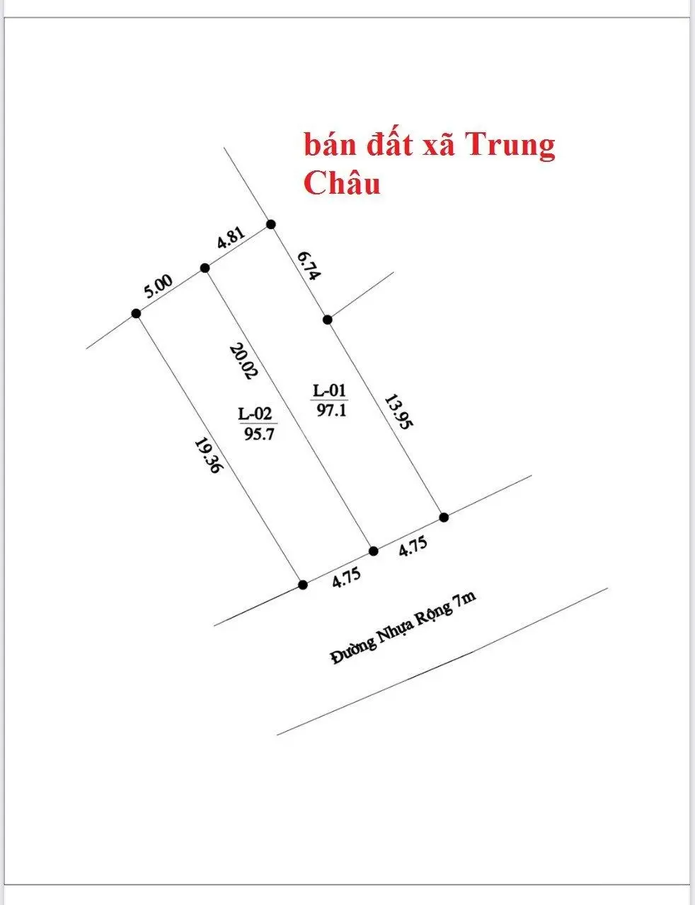 Bán 95m2 và 193m2 đất xã Trung Châu, đường rộng 8m