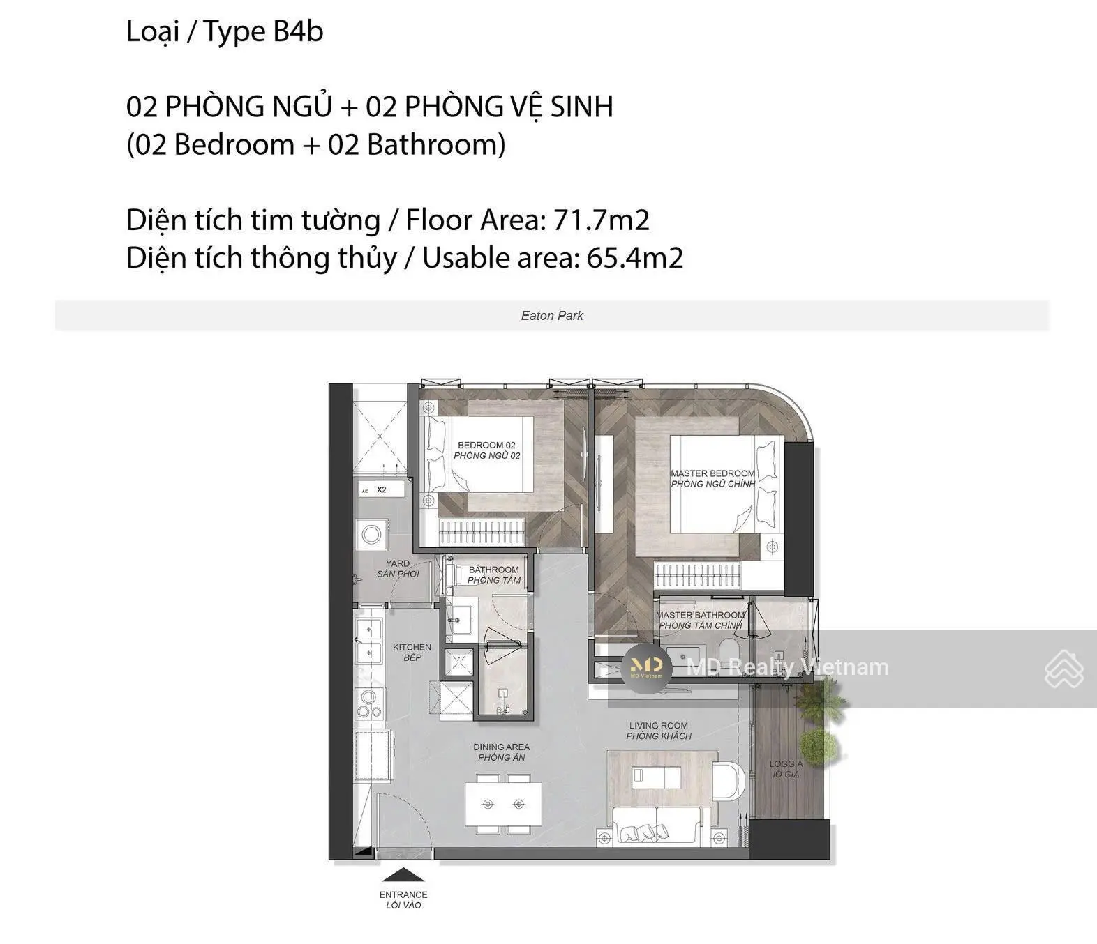 Cần bán căn hộ Eaton Park 2 phòng ngủ 71m2