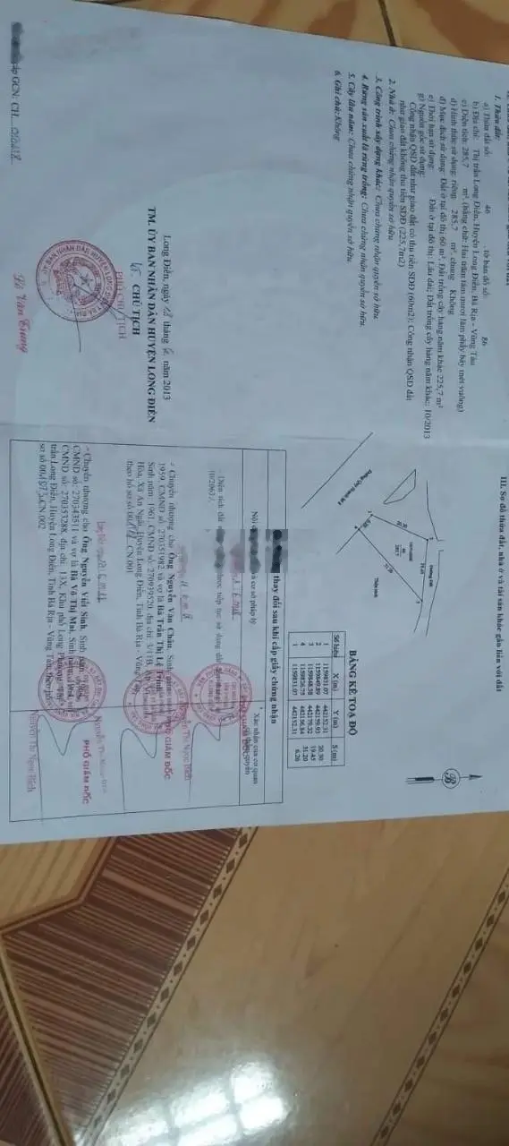 CHÍNH CHỦ GỬI BÁN LÔ ĐẤT MẶT TIỀN ĐƯỜNG SỐ 8 : thị trấn long điền -bà rịa Vũng tàu Dt trên sổ là 2