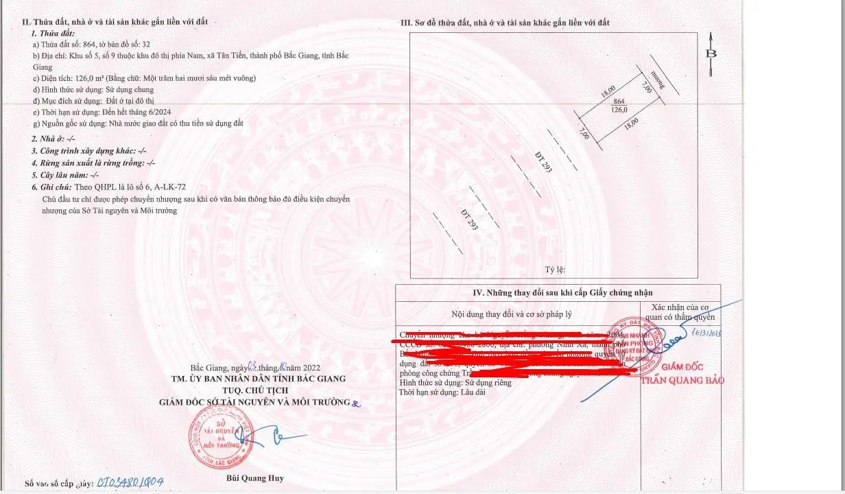 Bán lô đất mặt đường TL 293 Bắc Giang, đối diện UBND TP giá Sốc