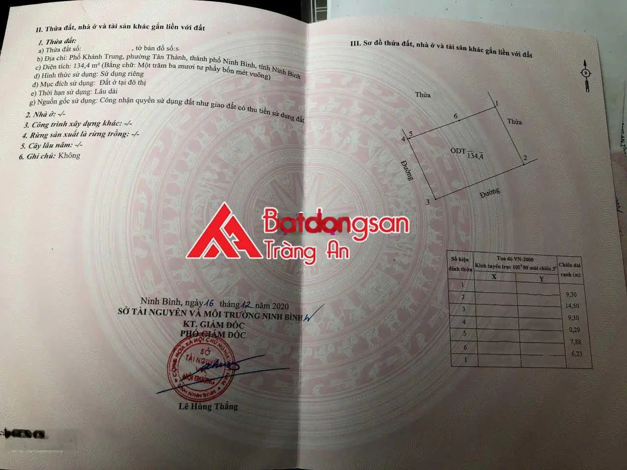 Chính chủ cần bán gấp mảnh đất đầu ve Tân An cạnh phố cổ Hoa Lư