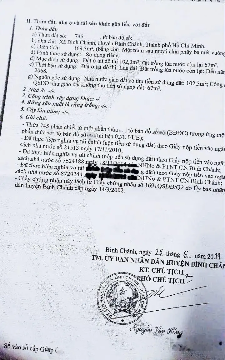 Đất thổ cư (lô góc) hẻm xe hơi giá tốt xã Bình Chánh