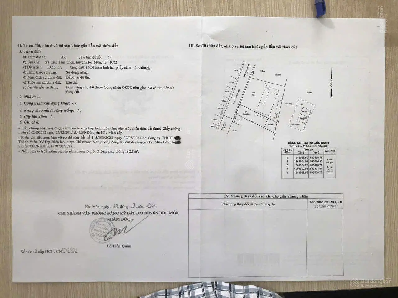 Bán đất 5x 21m, 1 sẹc Tô Ký 50m sang Phạm Thị Dây Thới Tam Thôn Hóc Môn, TPHCM