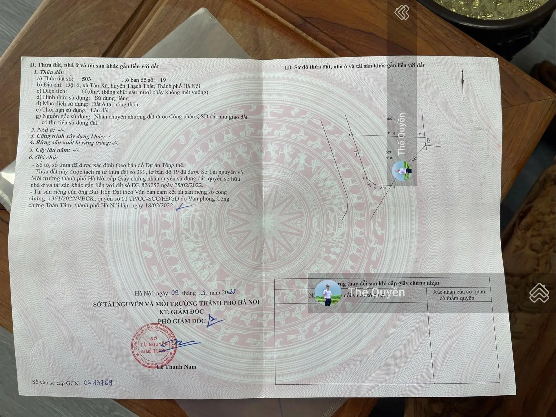 Bán đất 1,2 tỷ VND tại Xã Tân Xã, Thạch Thất, Hà Nội