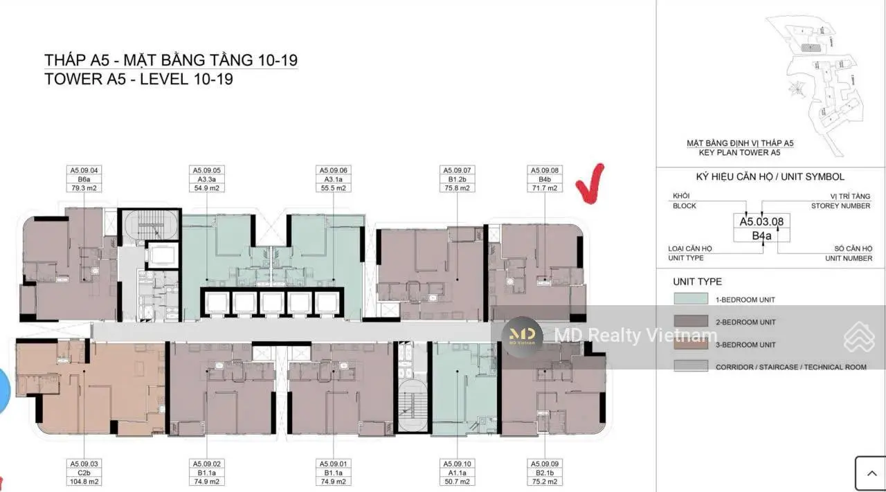Cần bán căn hộ Eaton Park 2 phòng ngủ 71m2