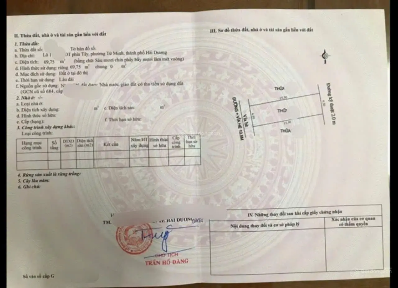 Bán đất nền dự án 69.75m2 khu Tây Nam Cường, Hải dương