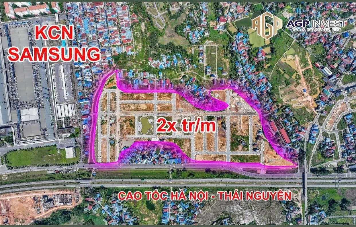 Cực hót mở bán dự án đất nền ngay cạnh nhà máy sam sung Thái Nguyên, DT 75-200m2 sổ đỏ từng lô