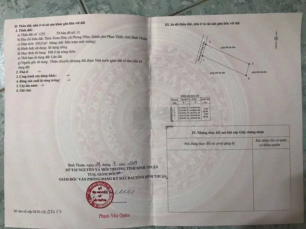 BÁN ĐẤT PHONG NẪM - BÌNH THUẬN - CHÍNH CHỦ