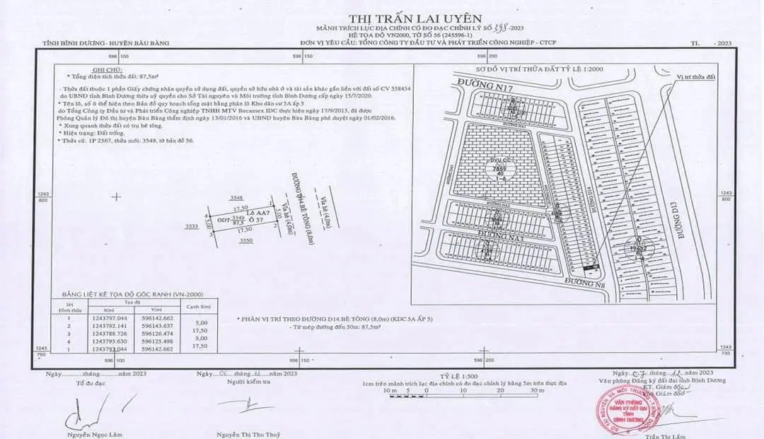 TTHC Bàu Bàng sau VP 1 cửa e có 1 căp y hình - Thanh toán 278tr/ký công chứng liền