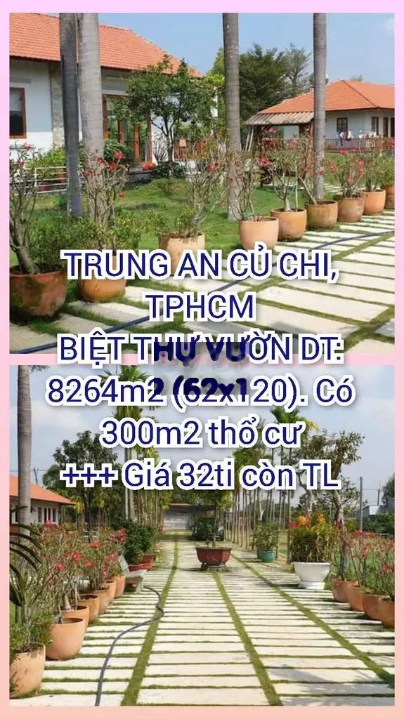 Bán biệt thự vườn DT 8264m2. Trung An. Giá 32 tỷ