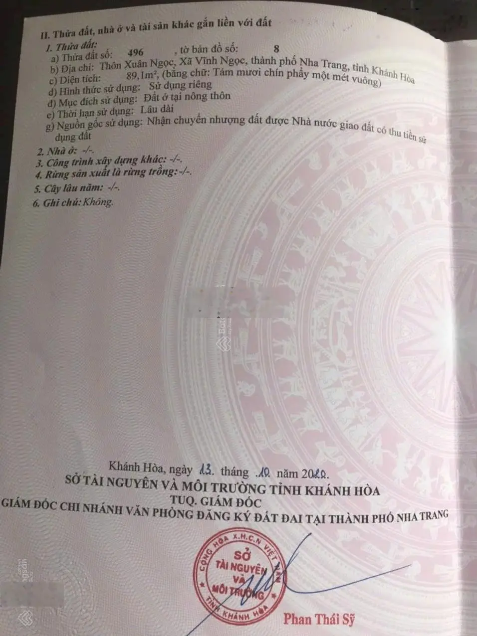 Bán lô đất 2 mặt tiền đường Kim Ngọc, Hòn Thơm Vĩnh Ngọc Nha Trang (2 lô liền kề)