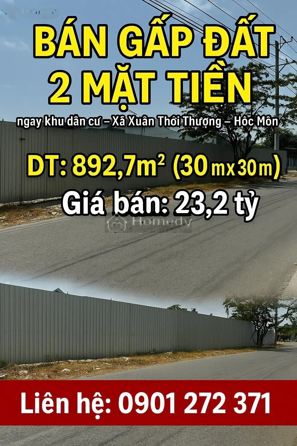 Bán gấp đất 2 mặt tiền đẹp ngay xã xuân thới thượng hóc môn