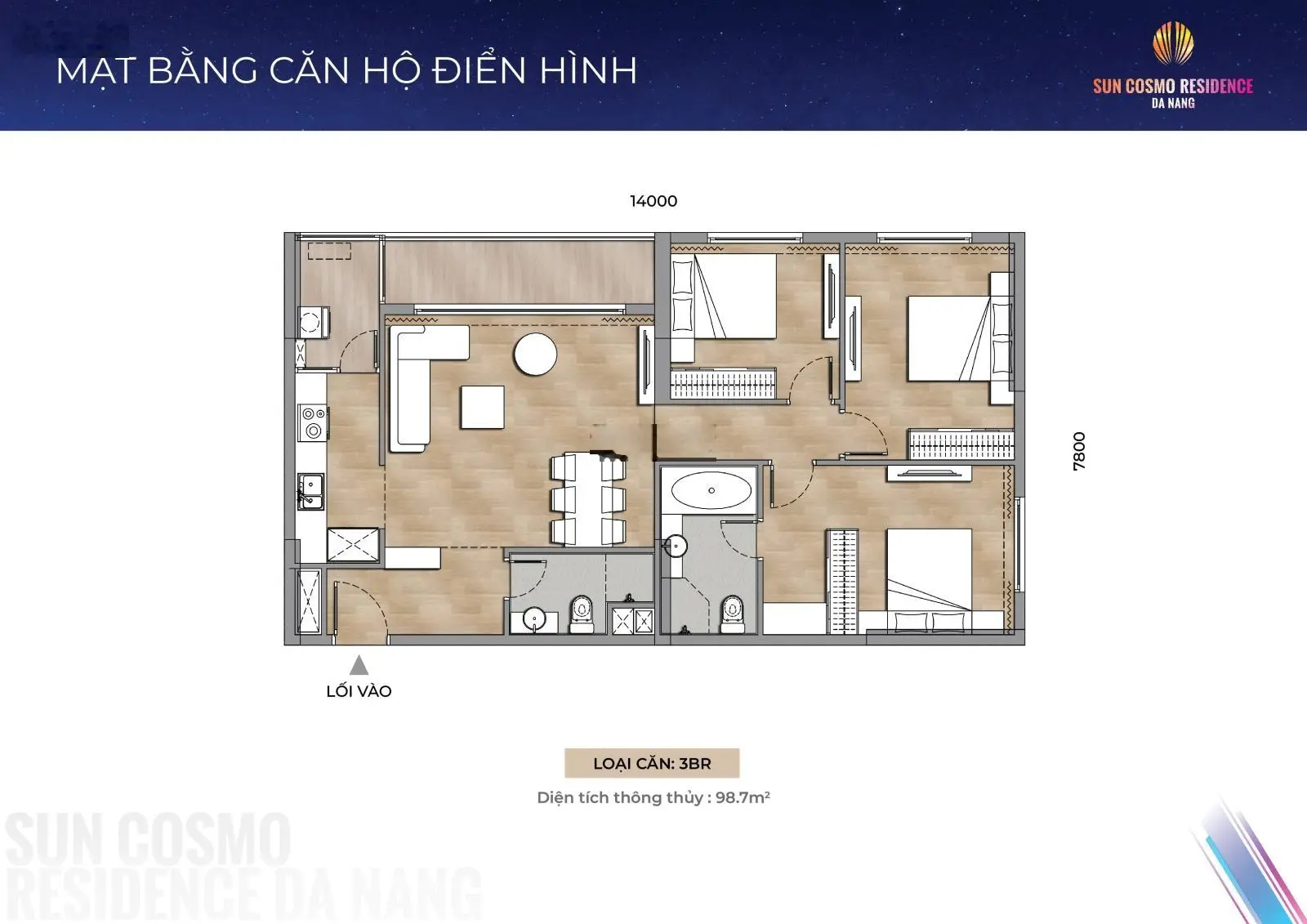 Chỉ duy nhất 1 căn T22 3PN Sun Cosmo, view biển, giá chỉ 7,2 tỷ (TTN), LH: 0932 509 *** Mai Na SRT