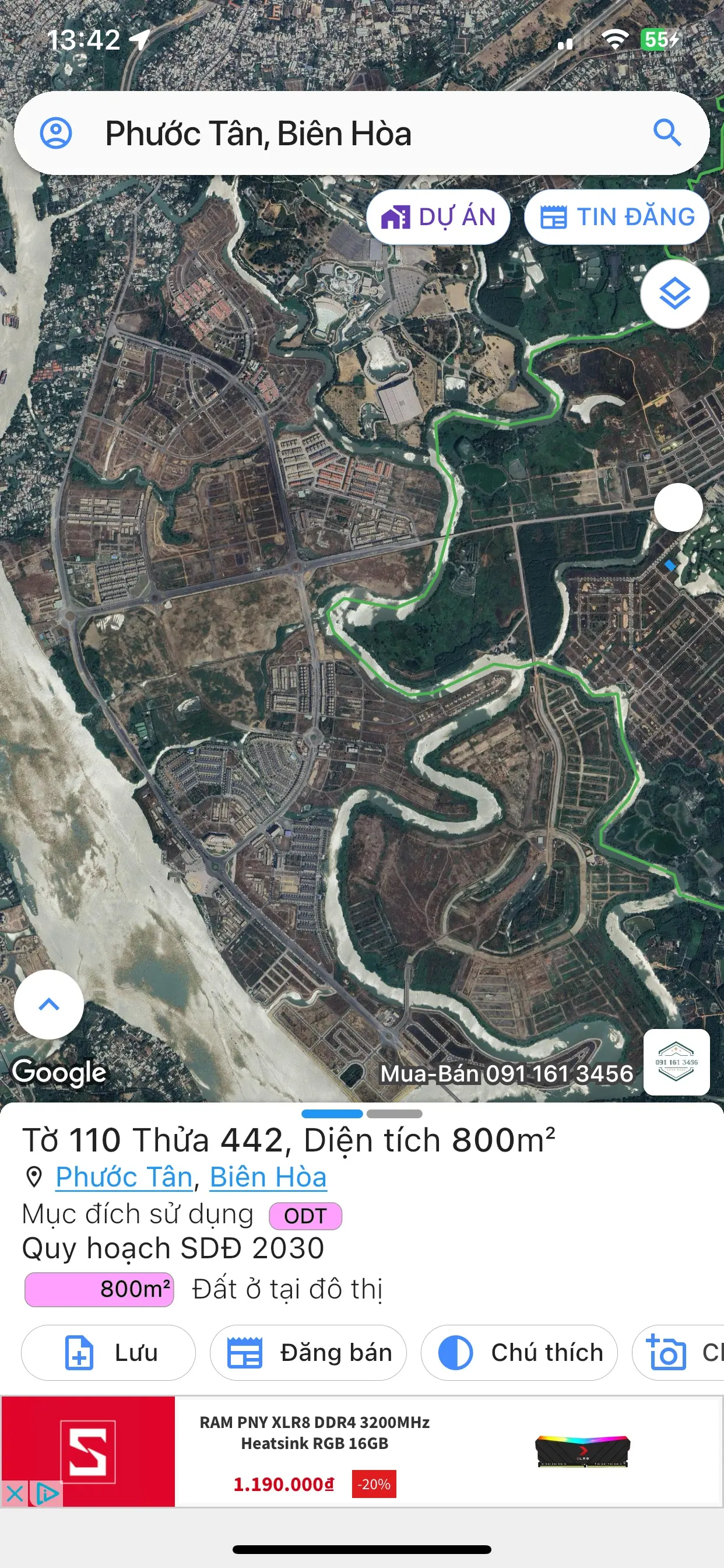 Chính chủ cần bán nhanh nền đất Dinh Thự 800m2 trong dự án Biên Hoà New city, sân golf Long Thành