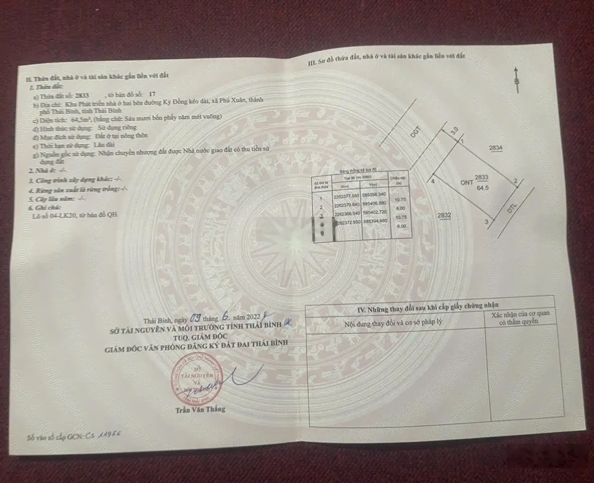 Bán lô đất sổ đỏ mặt tiền 6m xây dựng tự do KĐT Kỳ Đồng - LH 0984 578 ***