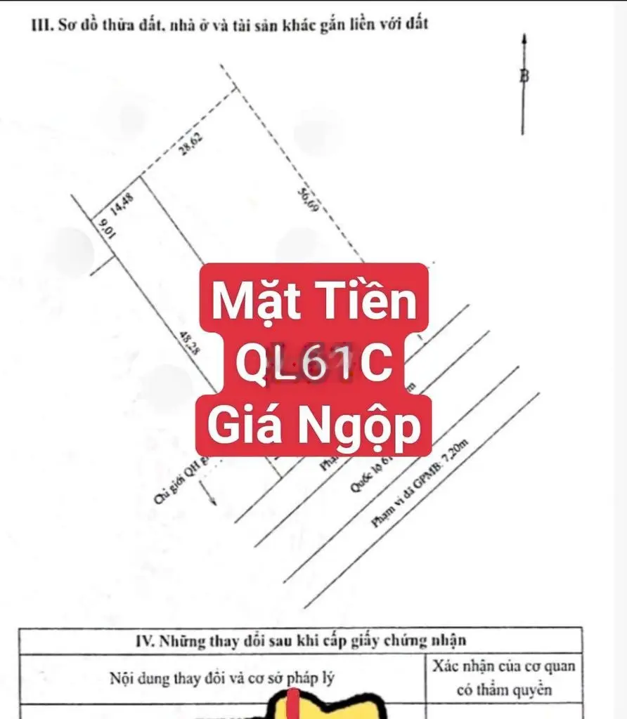 Chủ ngộp bán lỗ 1000m2 mặt tiền QL61C