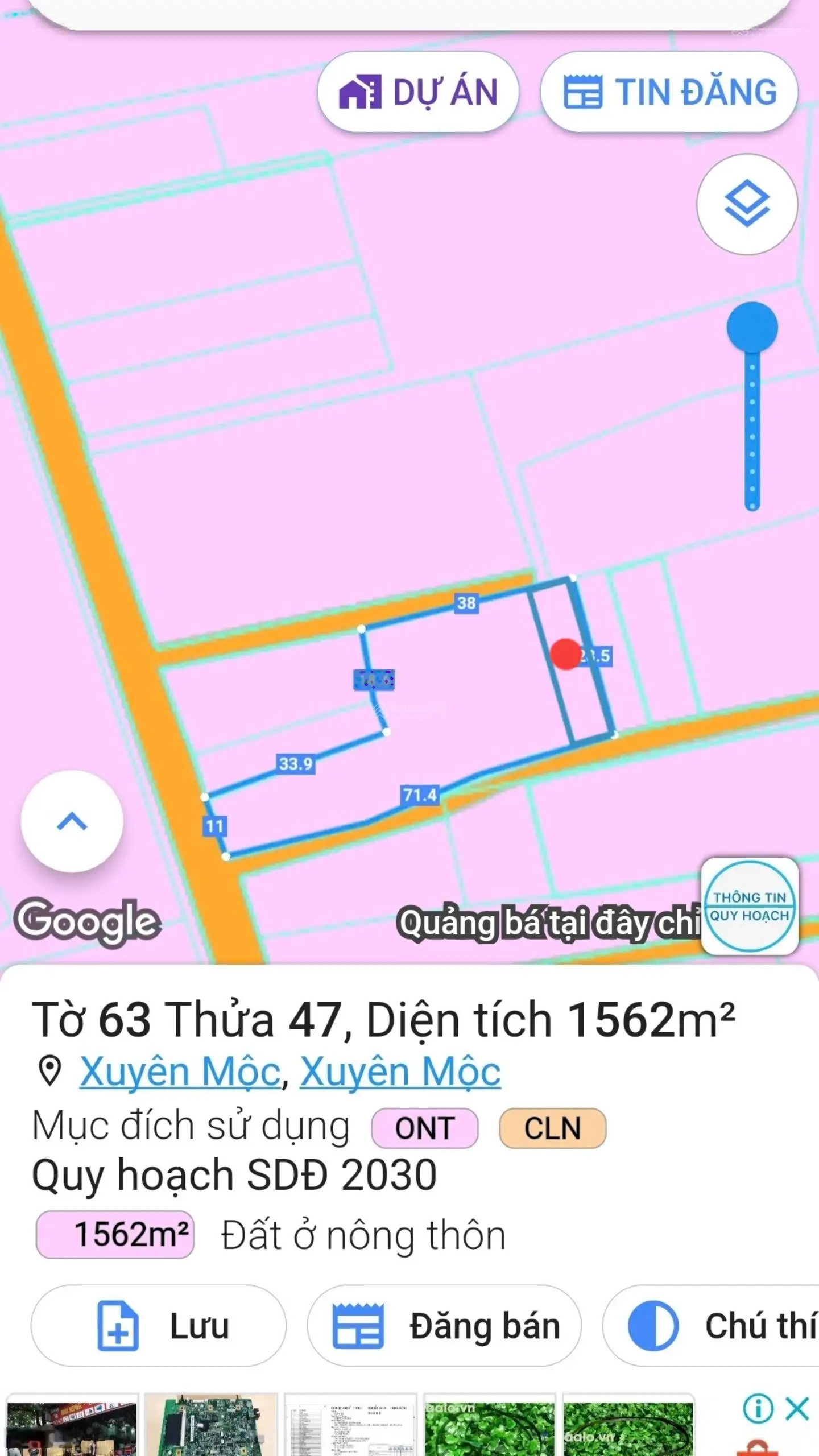 Bán đất Xuyên Mộc 10mx30m có 80m2 thổ cư, gần chợ Xuyên Mộc, khu dân cư, đất có vườn nhãn xuồng