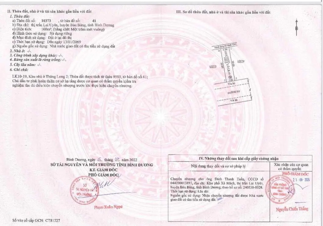 Bán đất nền sổ sẵn dự án Thăng Long 2 thị trấn Lai Uyên Bàu Bàng, giá bán trực tiếp từ chủ đầu tư