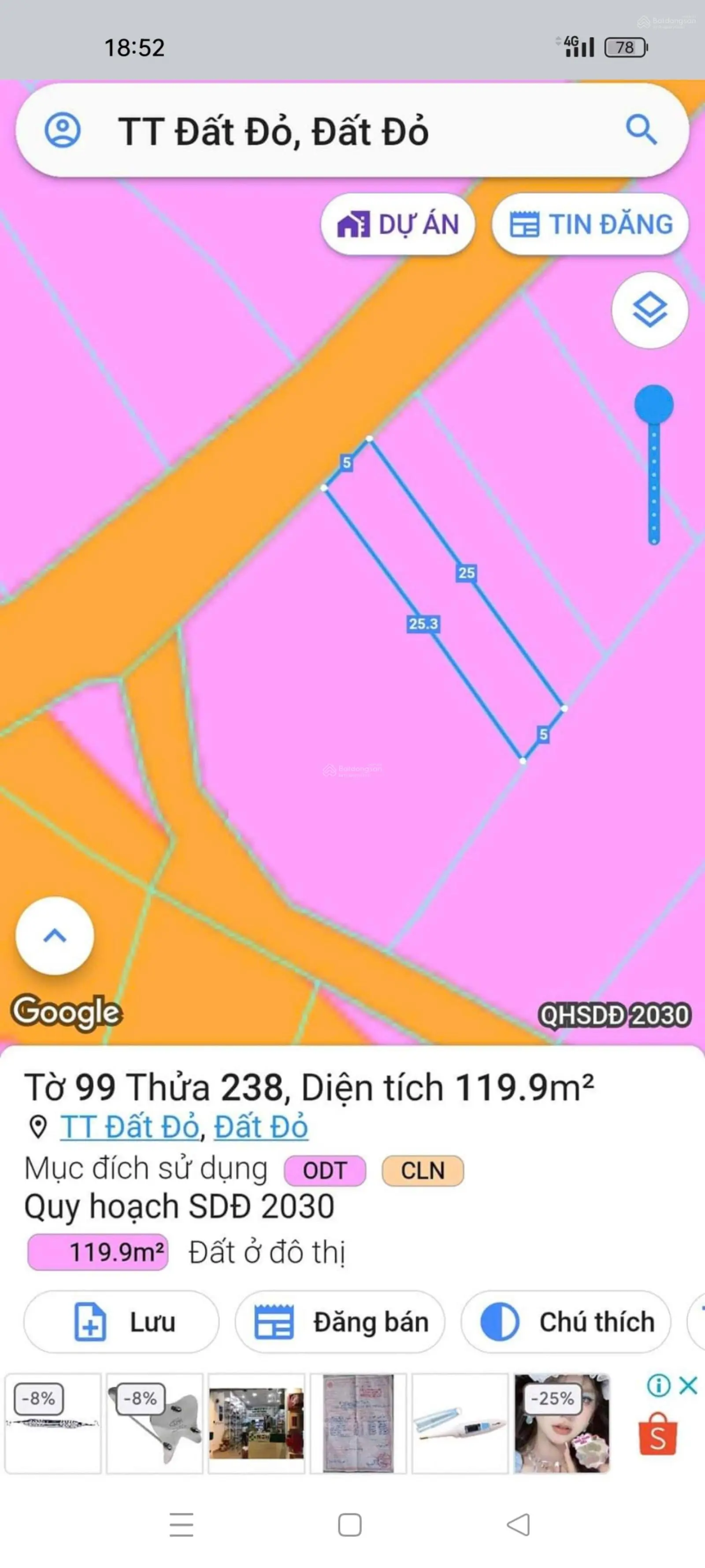 1 tỉ 150tr sở hữu ngay lô đất đẹp mt đg Phan Đăng Lưu trung tâm thị trấn Đất Đỏ, ở và kinh doanh to