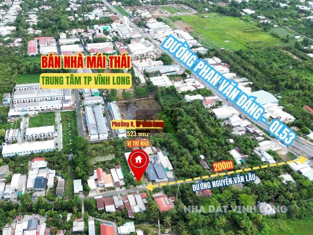 Nhà vườn mái thái Nguyễn Văn Lâu P8 TP Vĩnh Long, 523m2, 6 tỷ 2