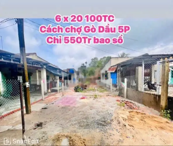 Đất Thị Trấn Gò Dầu , 6x20m2, sổ hồng sang tên ngay, chỉ 550 triệu.