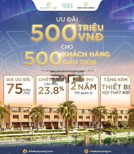 chiết khấu đến 23,8% sở hữu Nhà Phố 3 Tầng tại Bãi Dài
