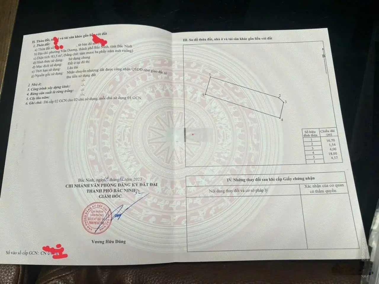 Bán lô góc 83,5m2 Vân Hợp. Vân Dương TP BN giá hơn 2 tỷ