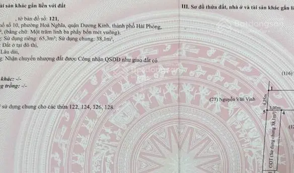 Bán đất tại Hòa Nghĩa, Dương Kinh, Hải Phòng. Diện tích 65m2