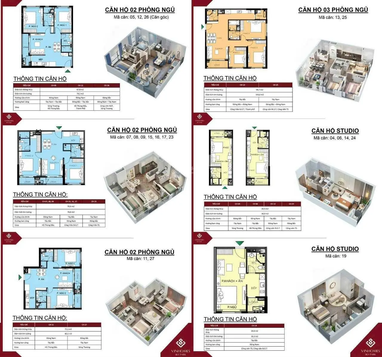 Bán chuyển nhượng căn 1 ngủ, căn 2 ngủ Vinhomes Sky Park Bắc Giang - tỉnh Bắc Giang