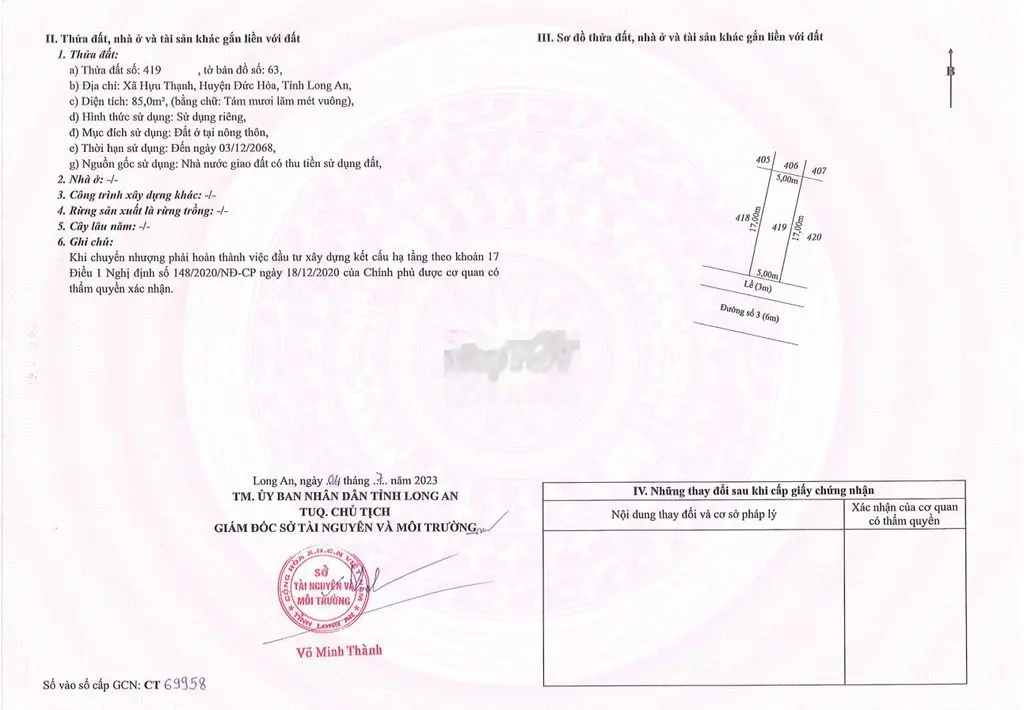 Lô đất đẹp 85m2(5x17) giá 2 tỷ.Thuộc KDC An Nông 7,TT Thị trấn Đức Hòa
