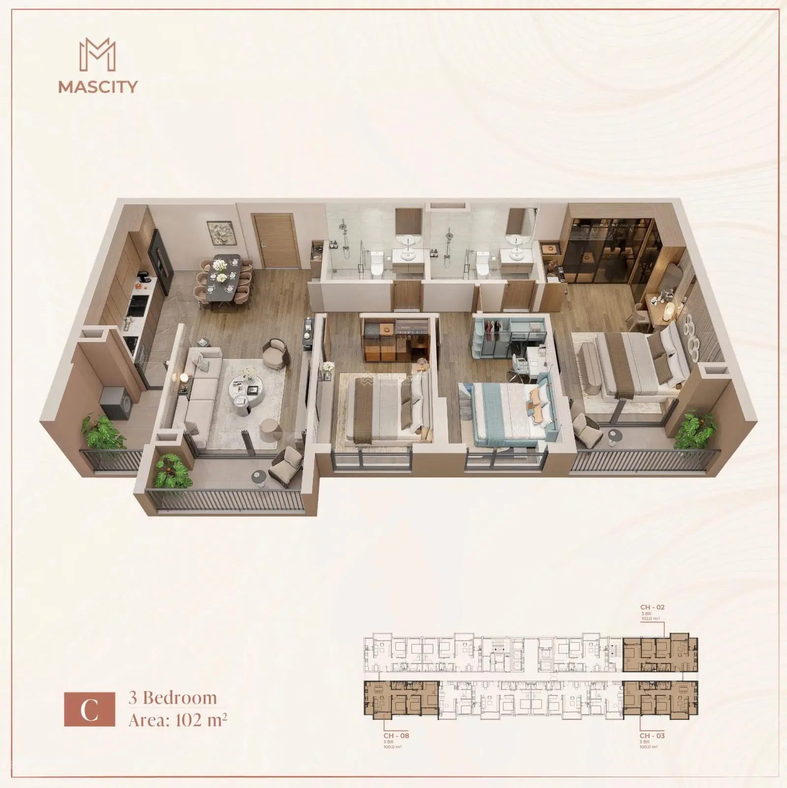 Bán căn hộ 1PN + 1 ở MasCity Bắc Giang, 1,6 tỷ, 47,2 m2, view đẹp hot!