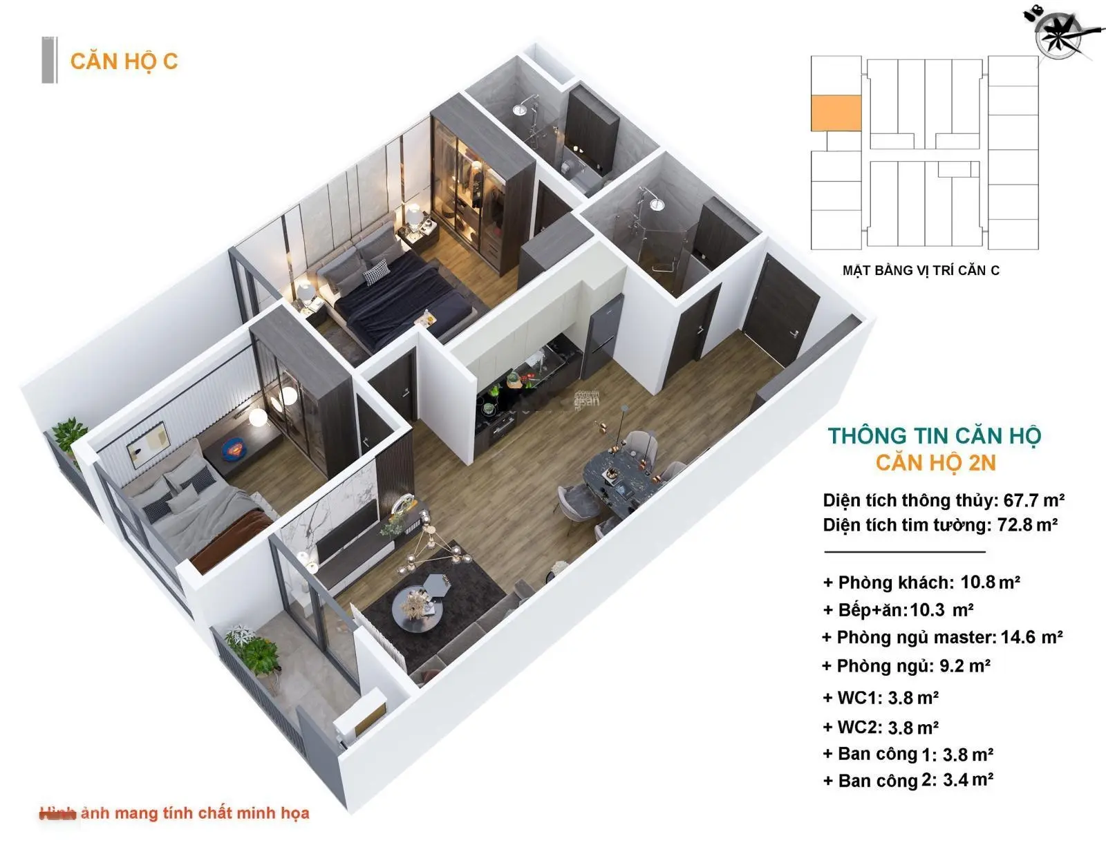Cần vốn kinh doanh bán gấp căn hộ 2 ngủ 67.7m2 Loutus2, Bắc Giang, giá nhỉnh 1,7x tỷ