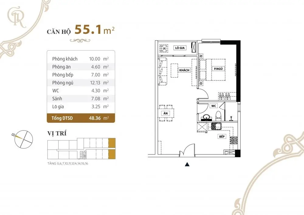 Bán căn hộ chung cư cao cấp tại Grand Riverside, 3,4 tỷ VND, 55 m2