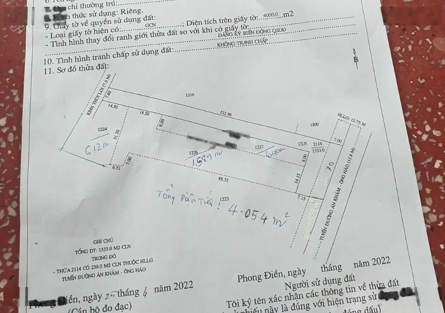 Bán gấp hơn 4 công đất vườn, 30m mt đường Án Khám - Ông Hào sau là 39m mặt tiền sông. Lh 0906 949 ***