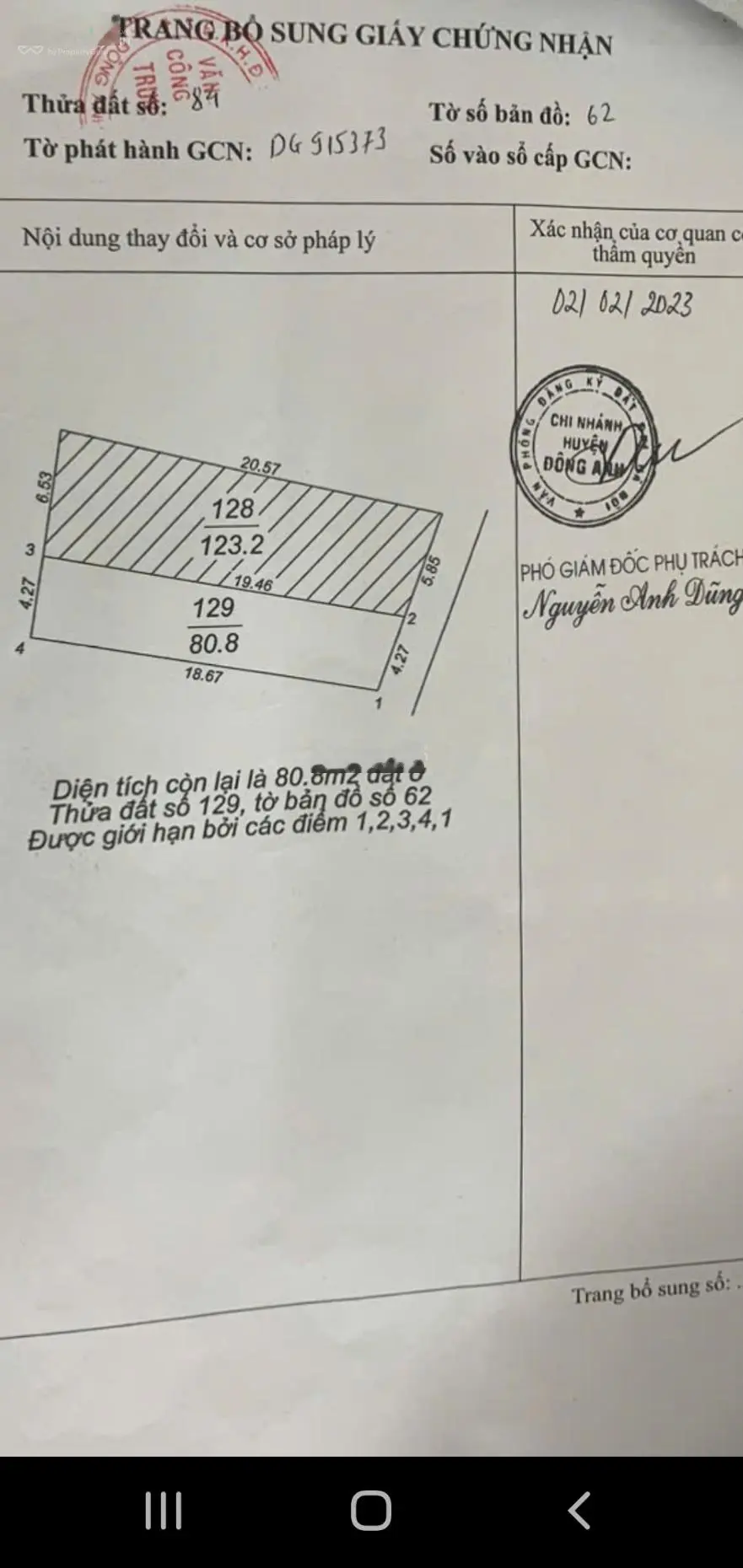 Đất đẹp Hà Lỗ 80m xã Liên Hà ĐT là lãi LH: 78.388.1979 đường nhựa 3.5m xe tải chạy hướng ĐN, giá F0
