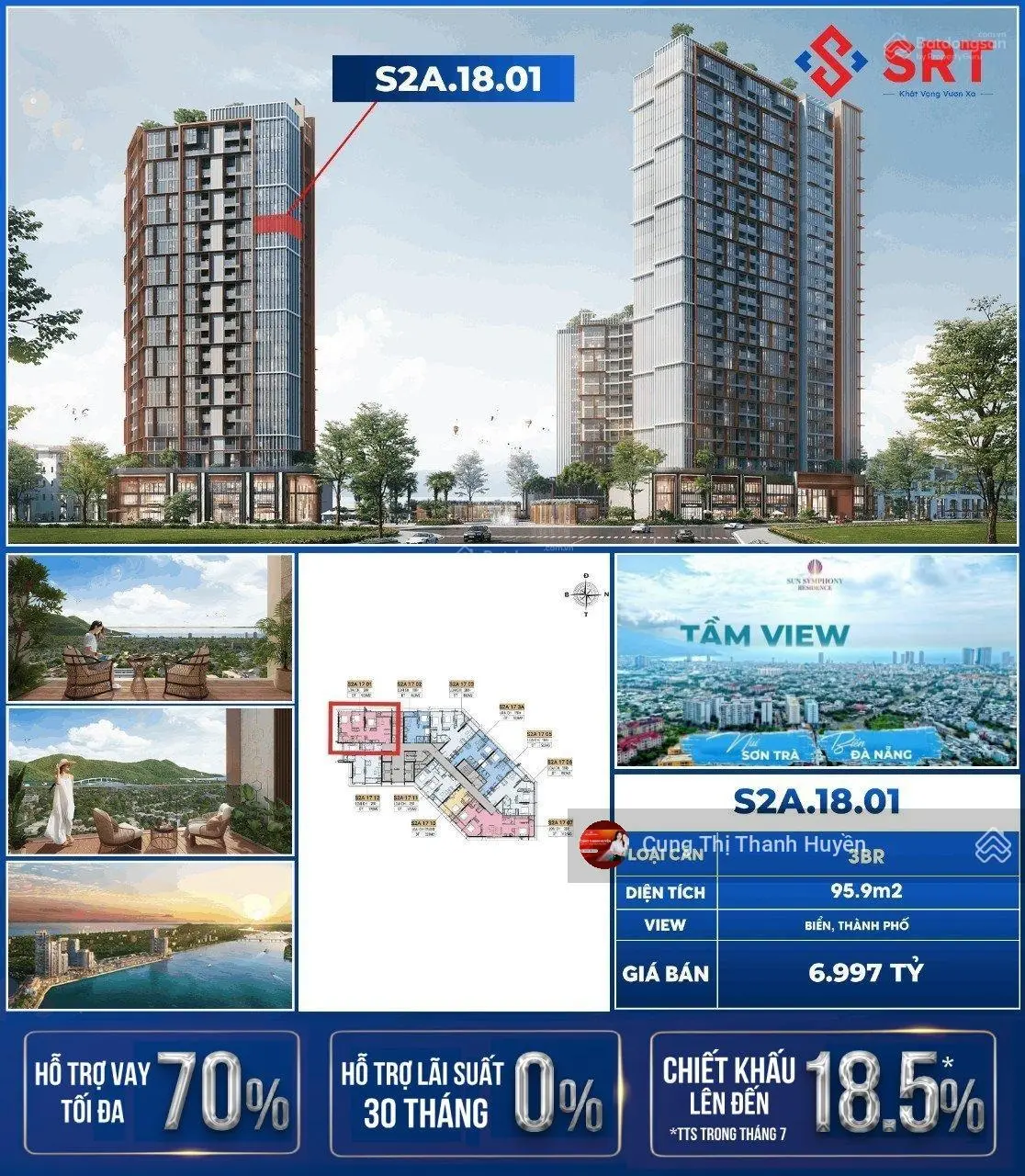 Thanh Huyền - 3PN/95,9m2 tầng cao Symphony 6tỷ997 thanh toán trải dài - giá đầu tư tốt - sổ lâu dài