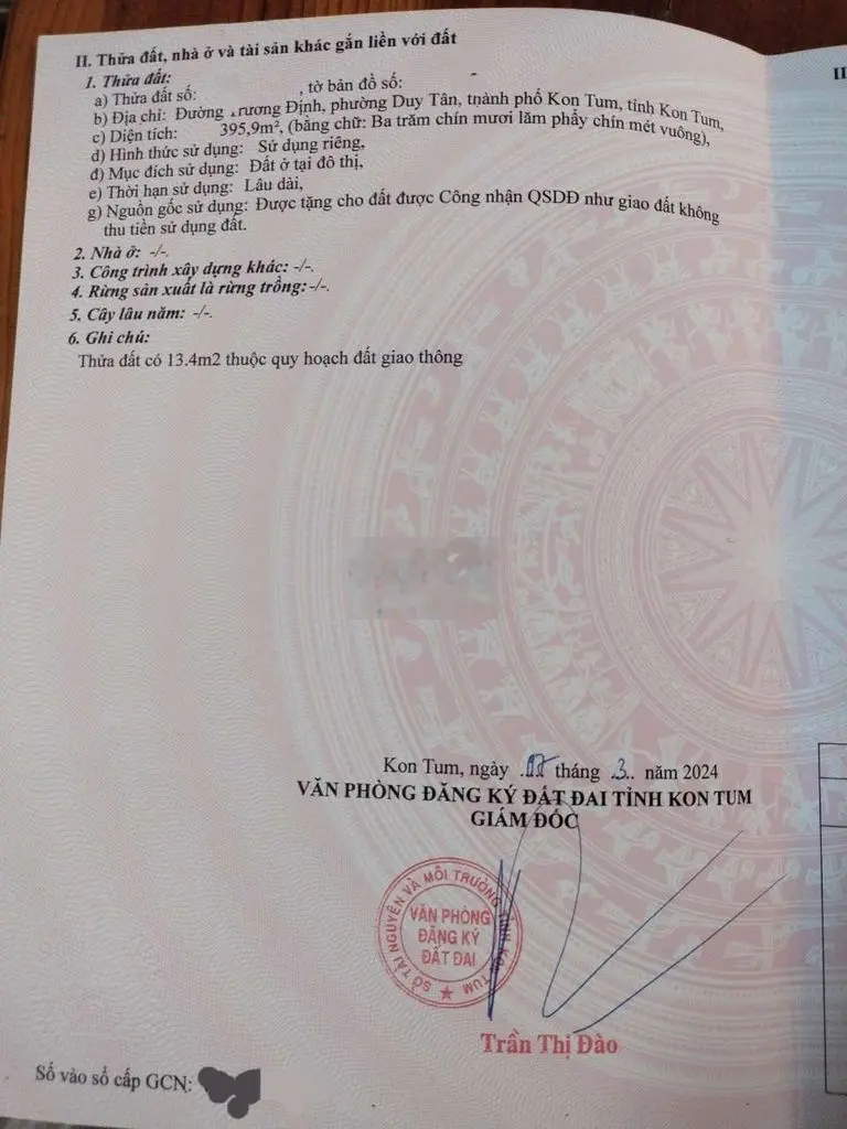 ♥️ 95 Gia đình cần bán lô đất (có nhà cấp 4), phường Duy Tân, Kon Tum
