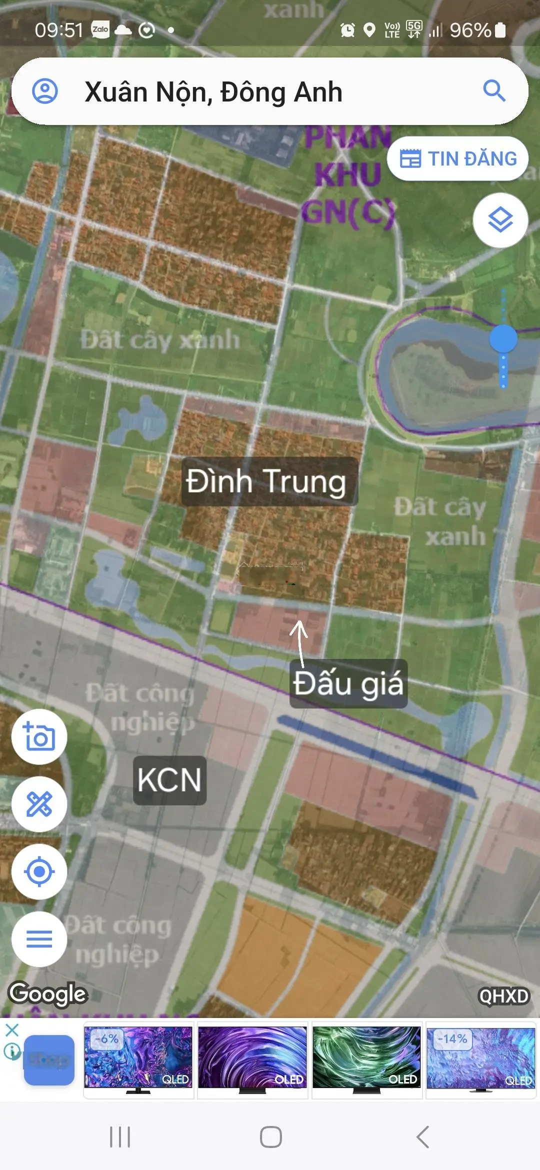 Bán 81m2 thôn Đình Trung Xuân Nộn Đông Anh 2 mặt tiền tặng thêm 40m2 đất lưu không 56tr/m2