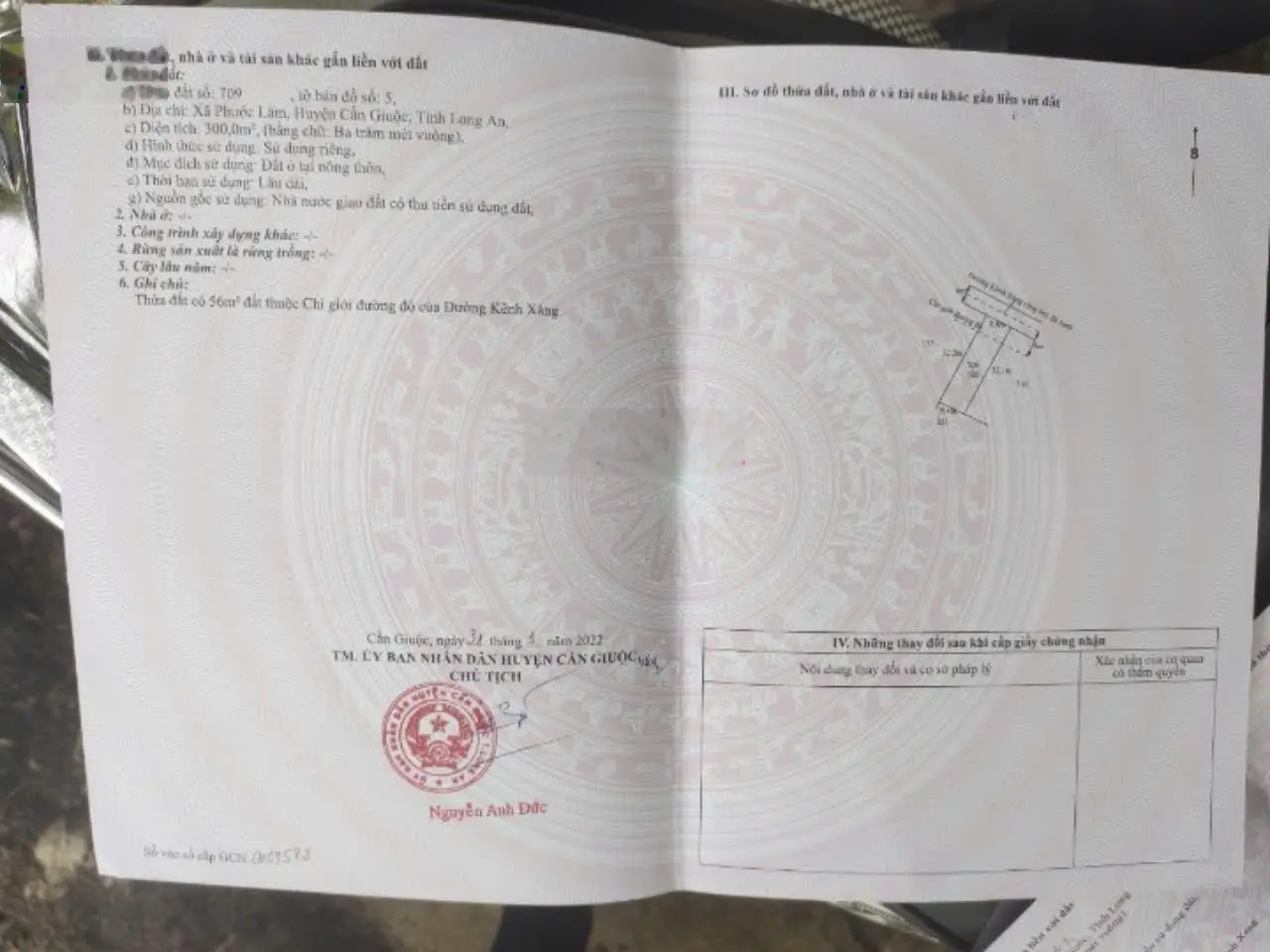 Ngang 9,4m * dài 32m đường kênh sáng xã Phước Lâm