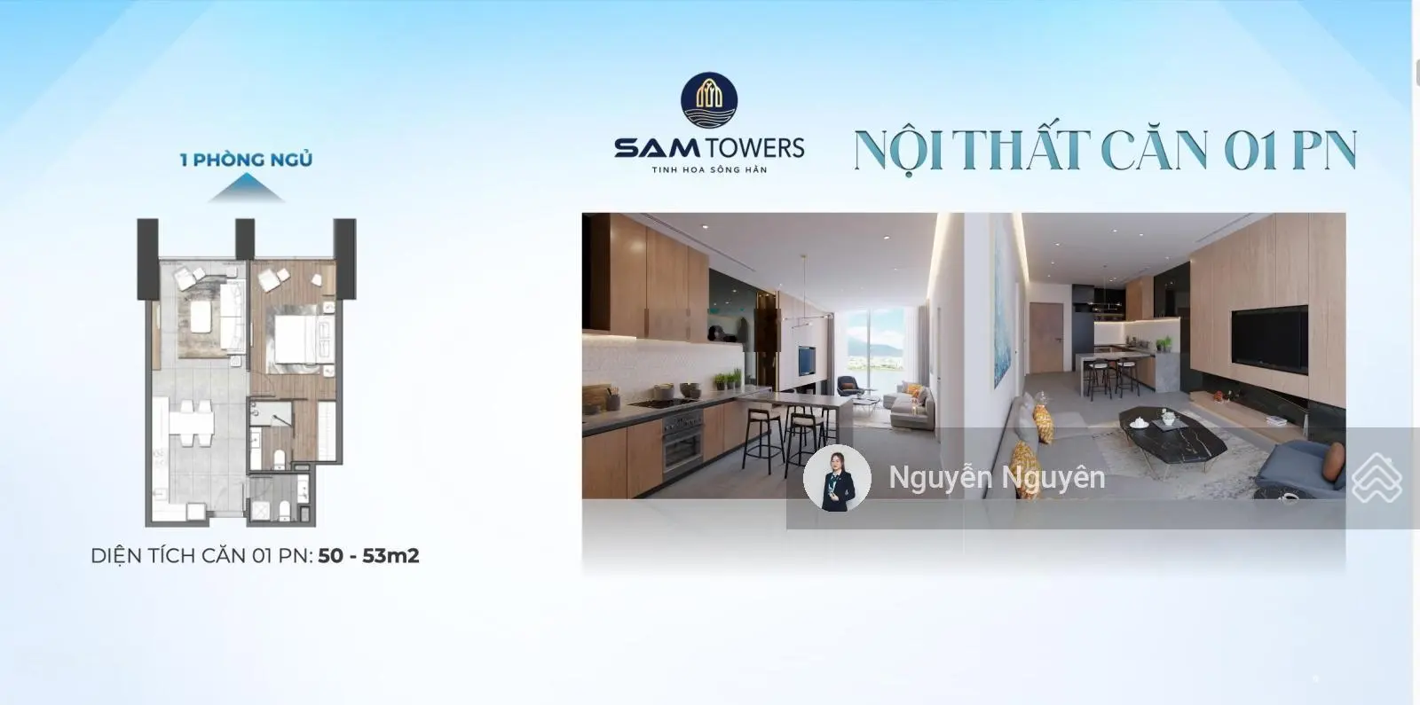 Căn hộ 2PN SAM Towers trực diện sông Hàn Đà Nẵng, cam kết lợi nhuận 300 triệu/năm + Ưu đãi T12/2024