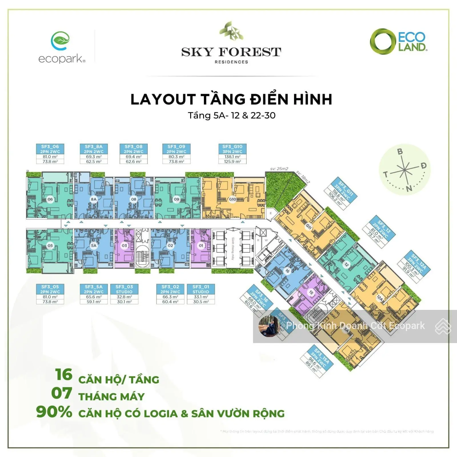 Hàng hiếm: Căn 2 phòng ngủ Sky Forest gần 80m2 - Vay BIDV - giá chỉ 4.1x tỷ - E. Dũng 0918 114 ***