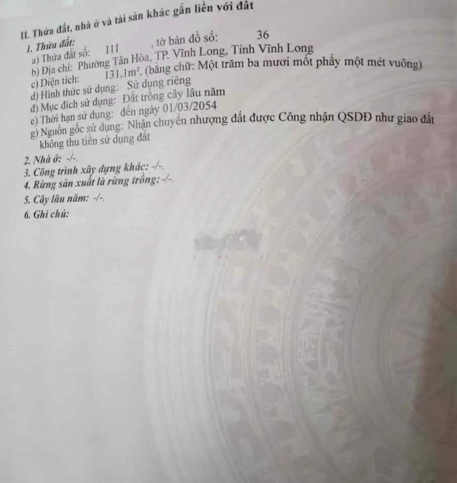BÁN ĐẤT MẶT TIỀN ĐƯỜNG TÂN PHÚ, PHƯỜNG TÂN HOÀ, TP VĨNH LONG
