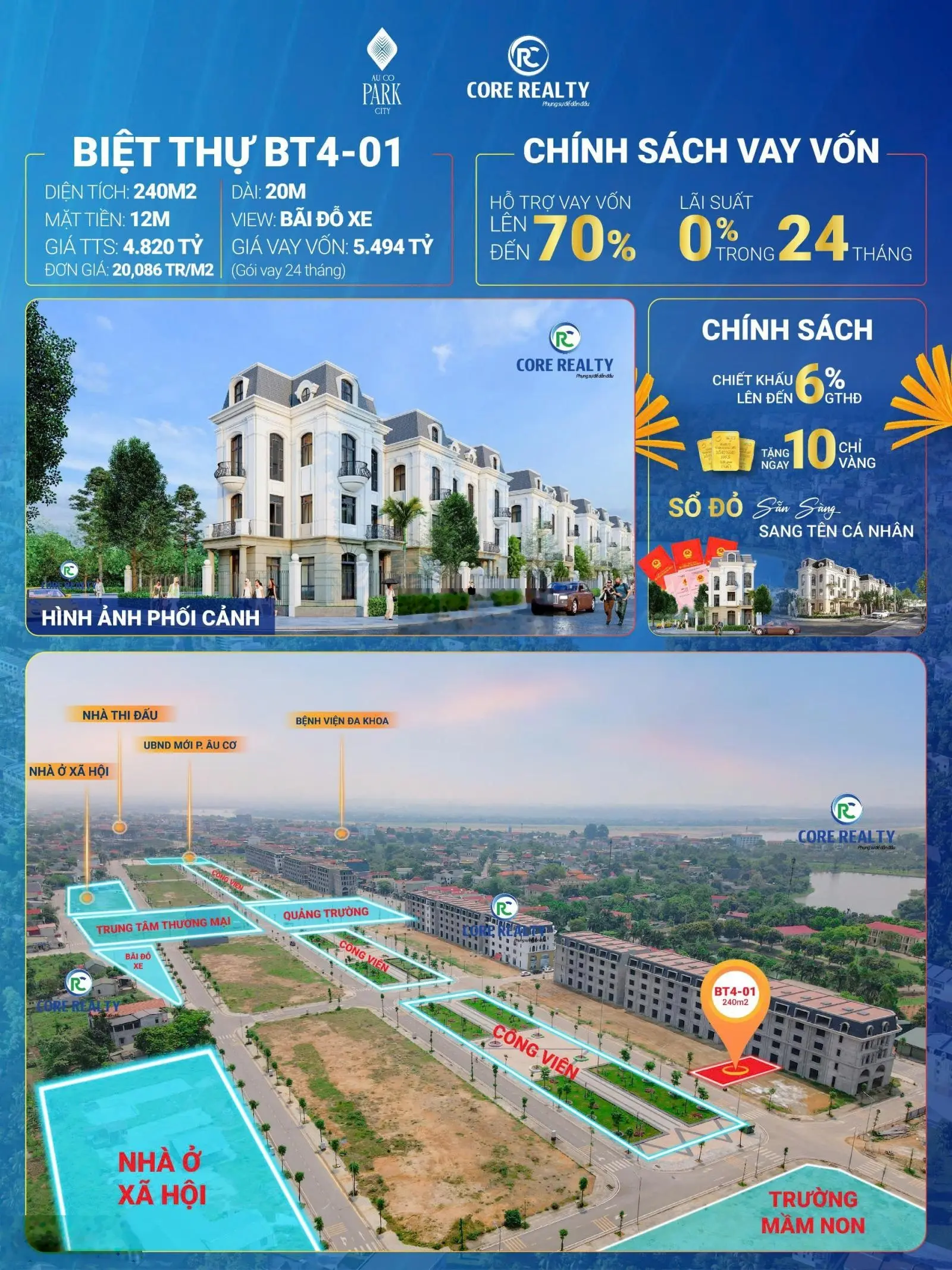 Bán đất nền 12x20m, khu đô thị Âu Cơ Park City thị xã Phú Thọ, sắp lên TP loại 2 năm 2026
