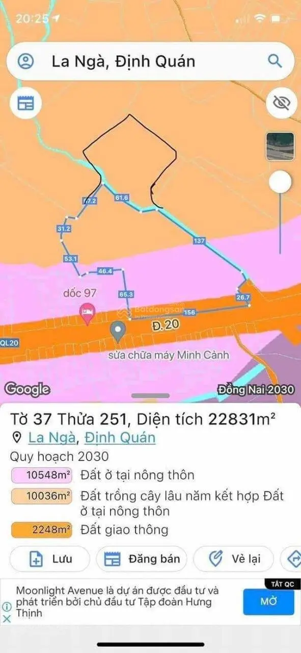 HẠ GIÁ TỪ 38 TỶ CÒN 28TỶ LÔ ĐẤT MẶT TIỀN 32.000m2 QUỐC LỘ 20 LA NGÀ ĐỊNH QUÁN