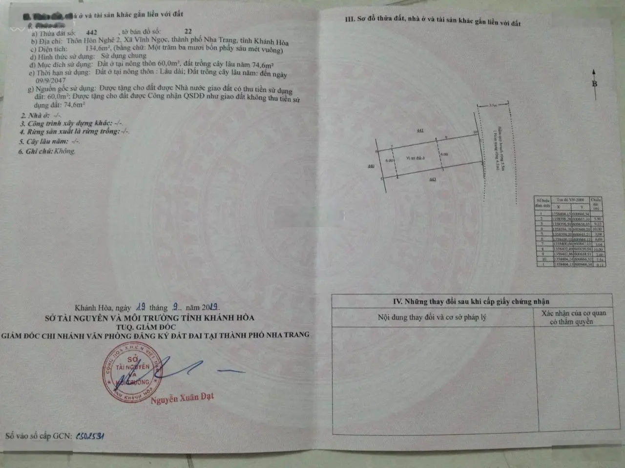 Cần bán đất hòn nghê , vĩnh ngọc , nha trang 2,4 tỷ